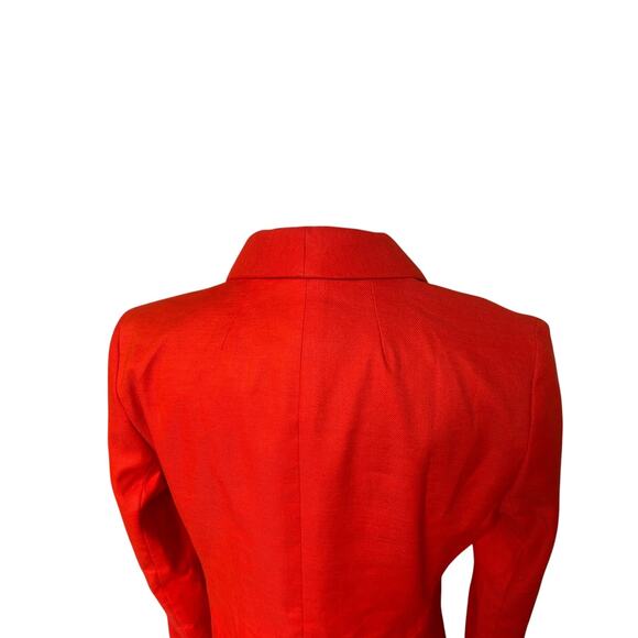 J.Crew Parke Linen Blazer Bright Orange sz 6 Preppy Academia Structured Classic - Picture 7 of 9